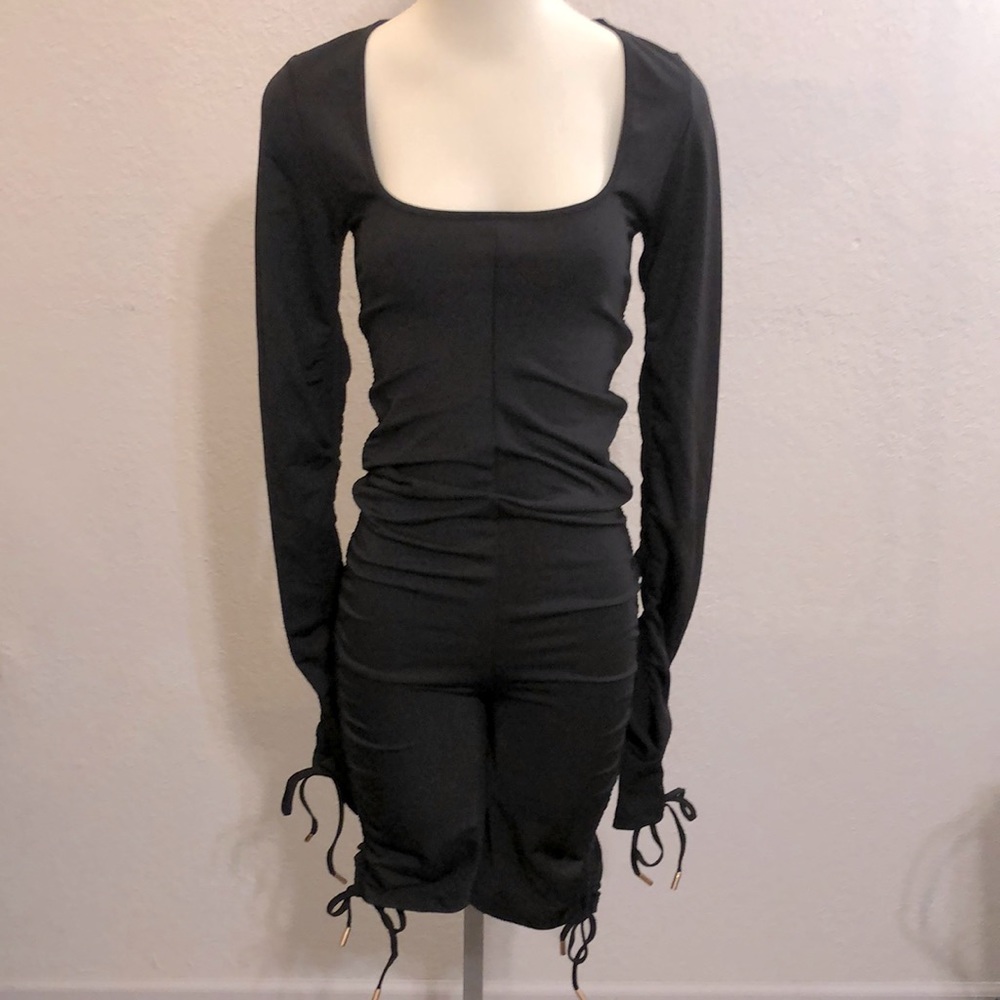 Rare London Black Drawstring Ruched Cyclistsuit - Picture 2 of 15